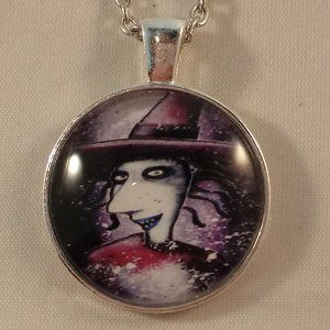 Silver Mystical Nightmare Before Christmas Shock Witch Cabochon Necklace Gift